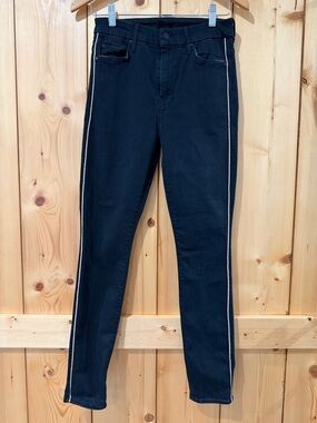 Mother High Waisted Looker Black Side Stripe 28